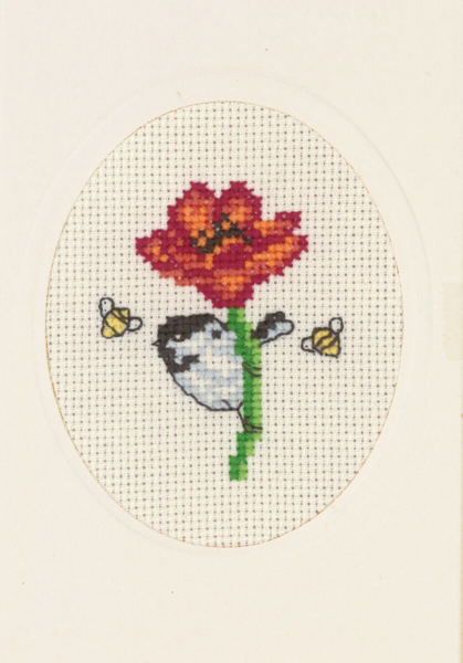 Broderikit Blomsterkort valmue 9 x 13 cm