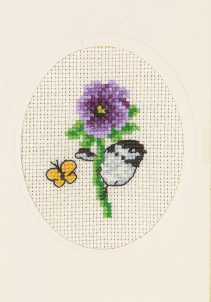 Broderikit Blomsterkort stedmoder 9 x 13 cm