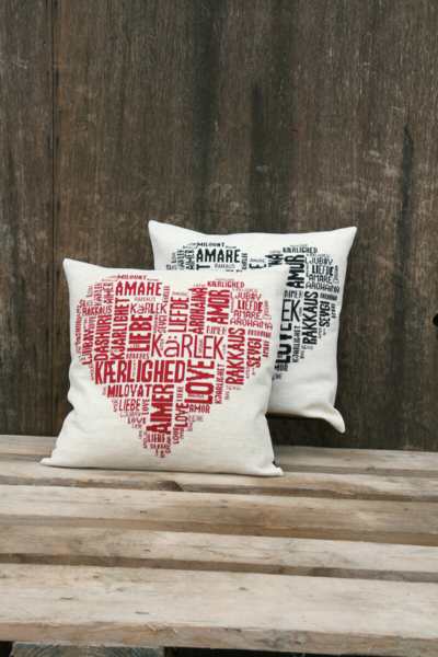 Broderikit Love rød 39 x 39 cm