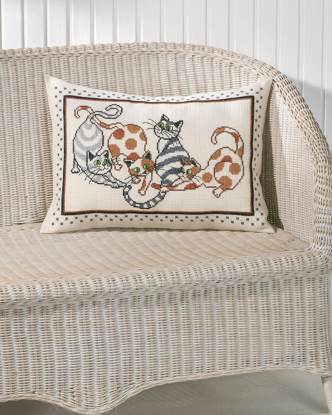 Broderikit Kattepude 58 x 40 cm