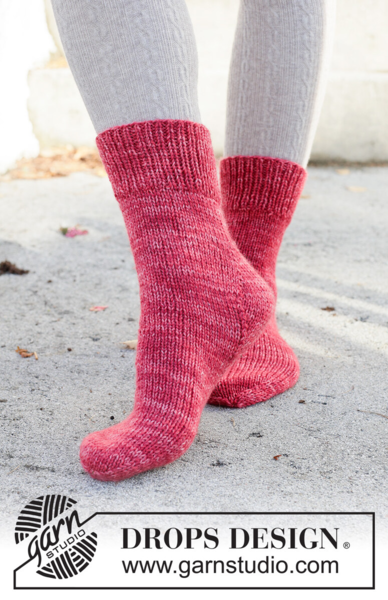 261-66 Garnet Glow Socks by DROPS Design