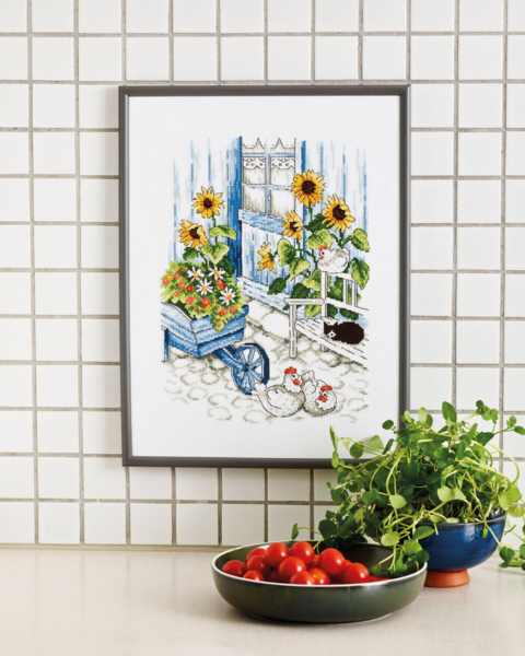 Broderikit Høns i gården R 5701 30 x 40 cm