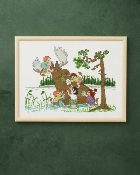 Broderikit Elg vask 40 x 30 cm