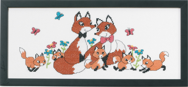 Broderikit Rævefamilien 36 x 15 cm