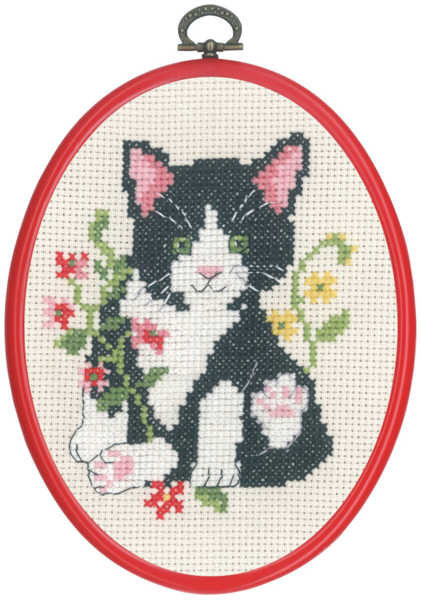 Broderikit Sort kat m/5959/30 13 x 18 cm