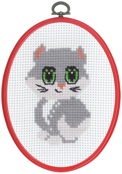 Broderikit MFK Grå kat M 5959/30 13 x 18 cm