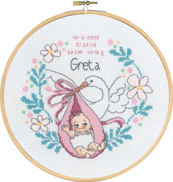Broderikit Dåb Greta m 5810/22 20 Ø cm