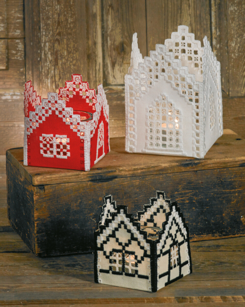 Broderikit Hardanger kirke 10,5 x 10,5 x 15 cm