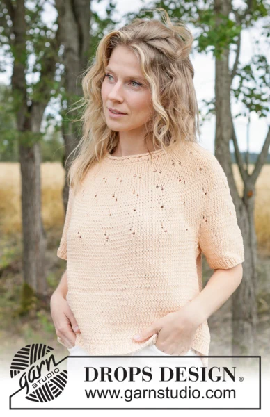 268-22 Peach Whisper Top by DROPS Design