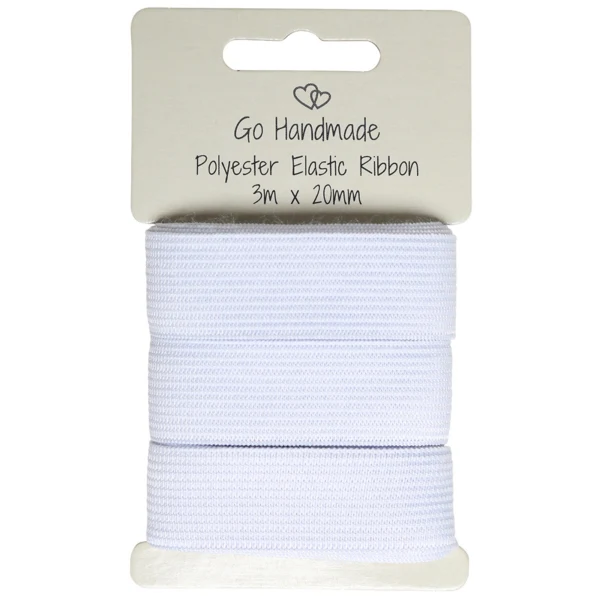 Go Handmade Elastik Bånd: 3 m x 20 mm, Hvid