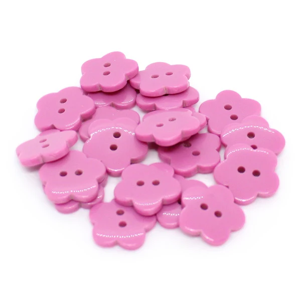 HobbyArts Plastikknapper Pink Blomst 15 mm, 20 stk