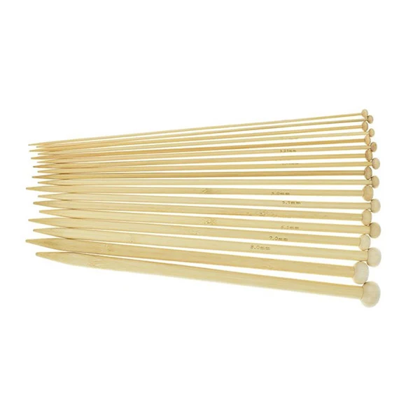 HobbyArts Jumperpindesæt, lys bambus, 2-10mm, 18 str., 25 cm