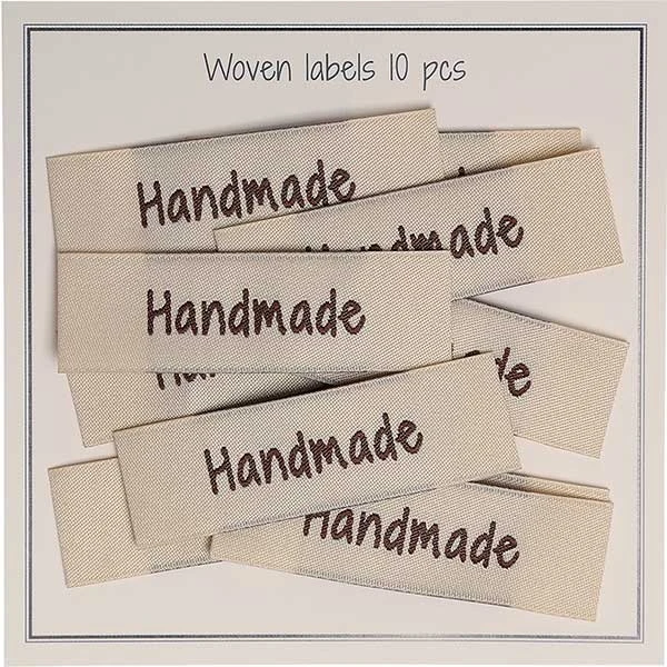 Go Handmade Vævet Label, Handmade, 50 x 15 mm, 10 stk Beige