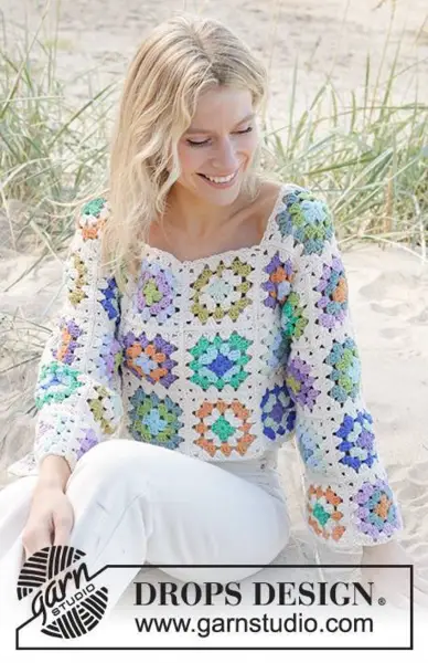 241-16 Garden Squares Sweater by DROPS Design