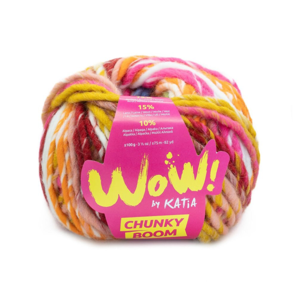 Katia Wow Chunky Boom 306 Fuchsia-Orange-Grøn-Gul-Blå