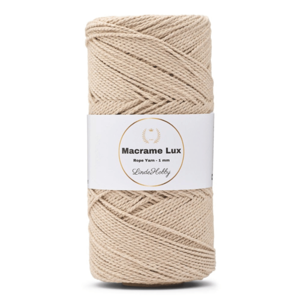 LindeHobby Macrame Lux, Knyttegarn, 1 mm 05 Beige