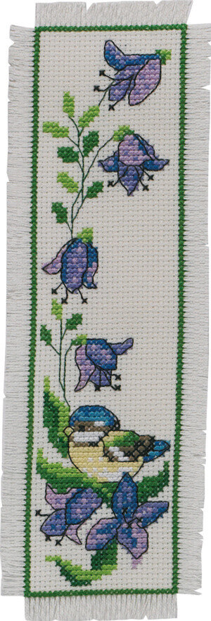 Broderikit Mejse i klokkeblomst 7 x 22 cm