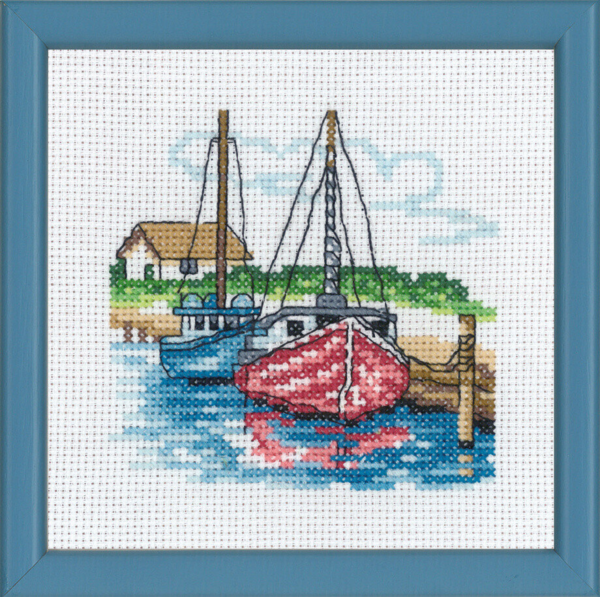 Broderikit To sejlskibe R5592 13 x 13 cm