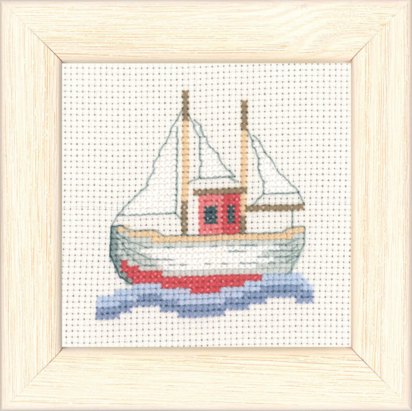 Broderikit Fiskerbåd 9 x 9 cm R5376