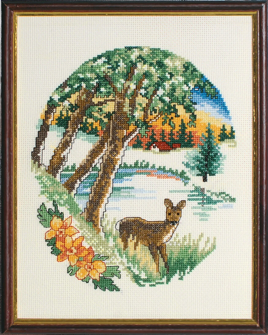 Rådyr ved sø broderisæt 22x26cm - Køb billigt her