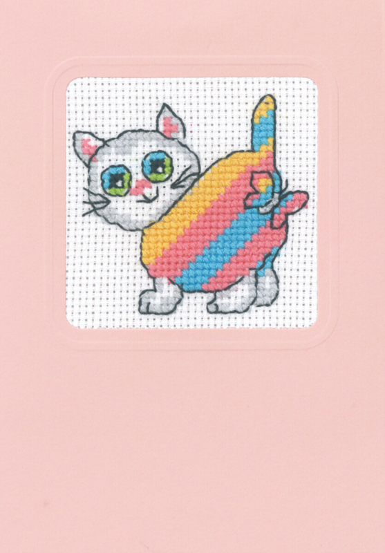 Broderikit Kat med skrå striber 9 x 13 cm