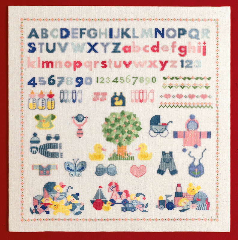 Broderikit Baby fødselsminde 39 x 39 cm
