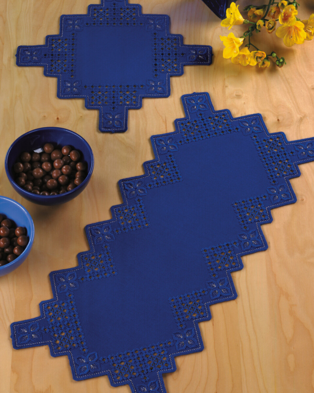 Broderikit Hardanger mørkeblå 28 x 60 cm