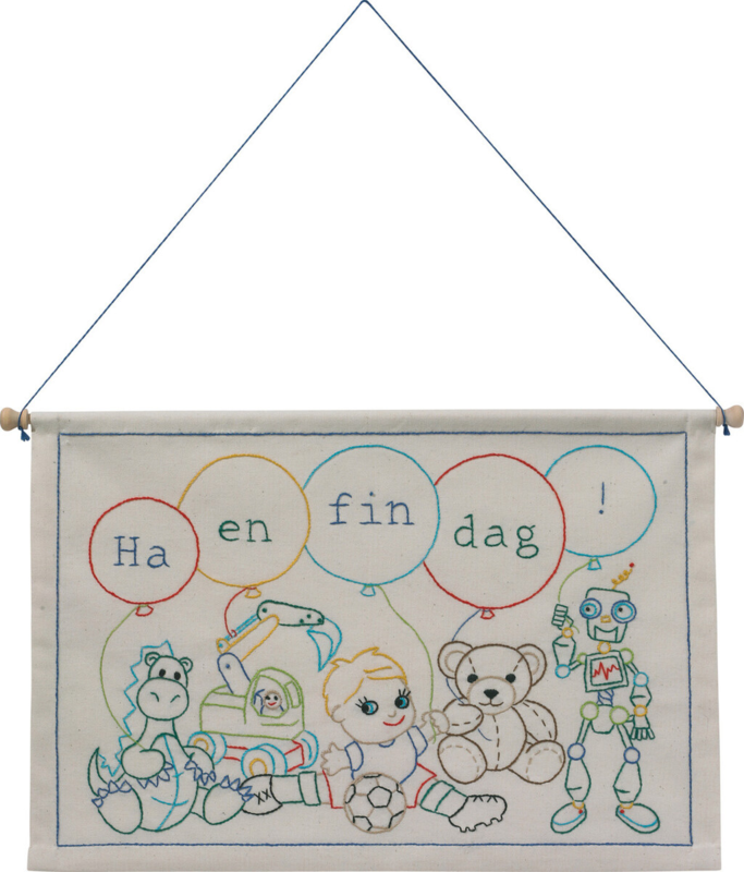 Broderikit Ha en fin dag pojke 27 x 40 cm