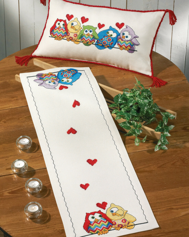 Broderikit Ugler på række 32x94 cm