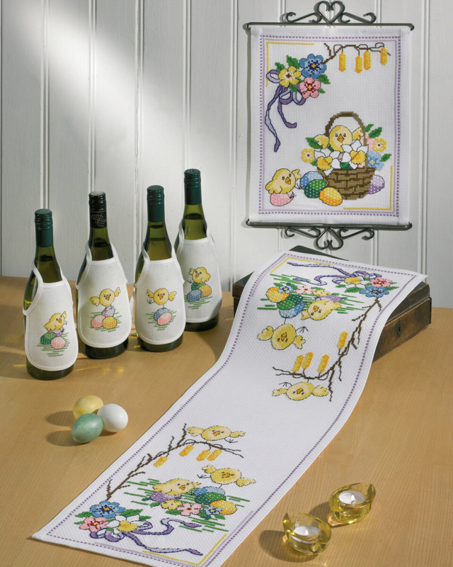 Broderikit Påskekyllinger 28 x 95 cm