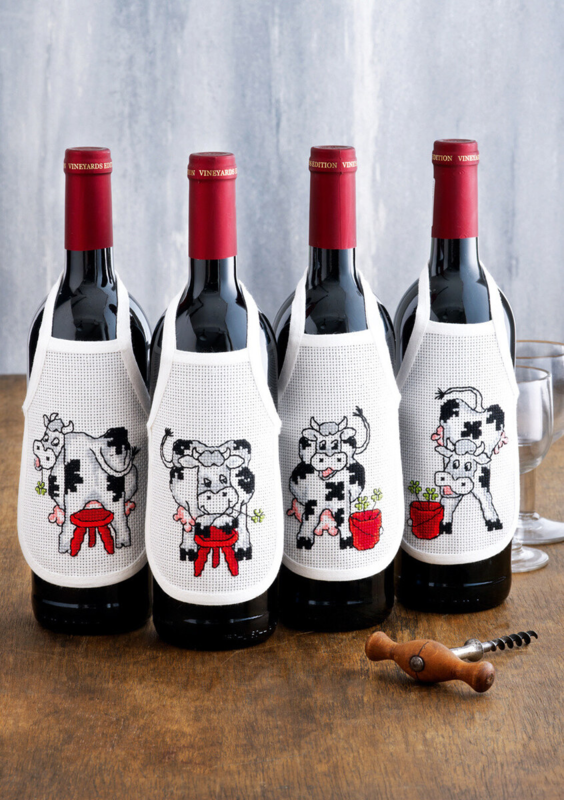 Broderikit Ko, skammel og spand 10 x 15 cm