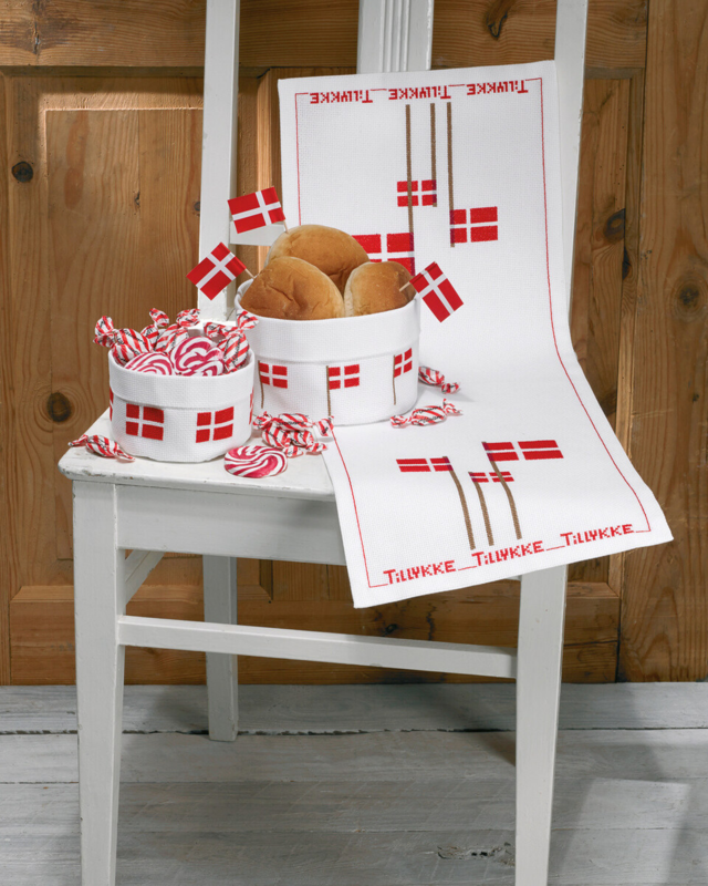 Broderikit Lille kurv Flag 13 Ø