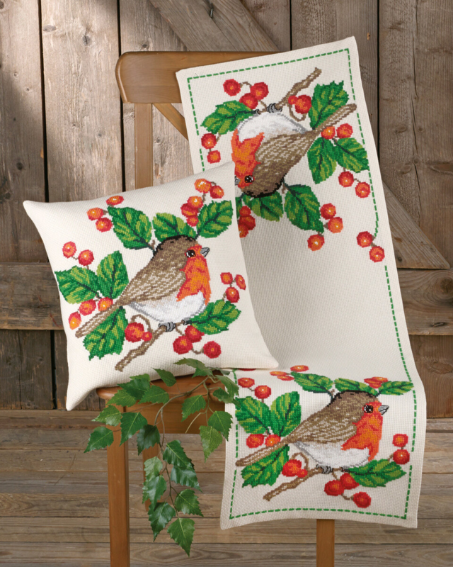 Broderikit Rødhals 40x40 cm