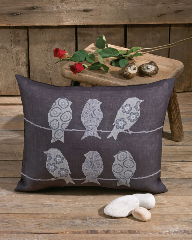 Broderikit Fugle på hør 50 x 40 cm