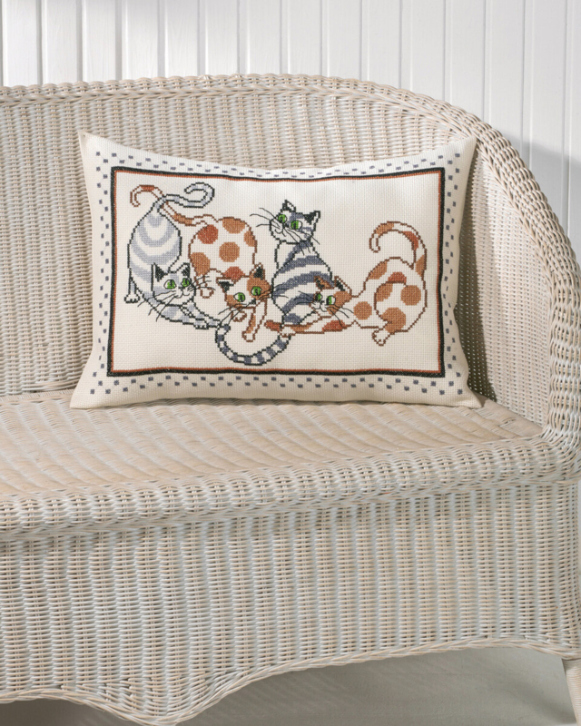 Broderikit Kattepude 58 x 40 cm