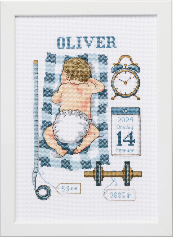 Broderikit Dåbsminde Oliver 21 x 30 cm