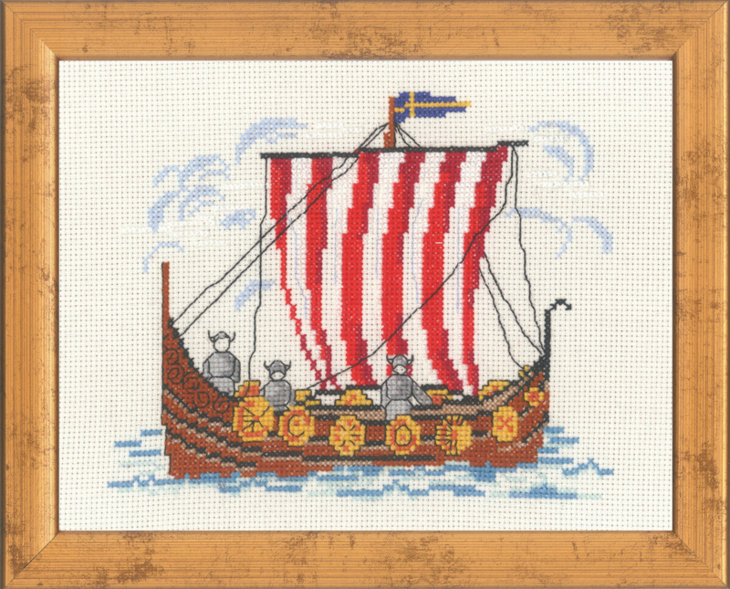 Broderikit Vikingeskib svensk 535 221 x 26 cm