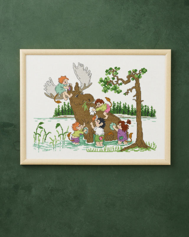 Broderikit Elg vask 40 x 30 cm