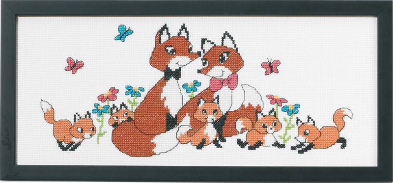 Broderikit Rævefamilien 36 x 15 cm
