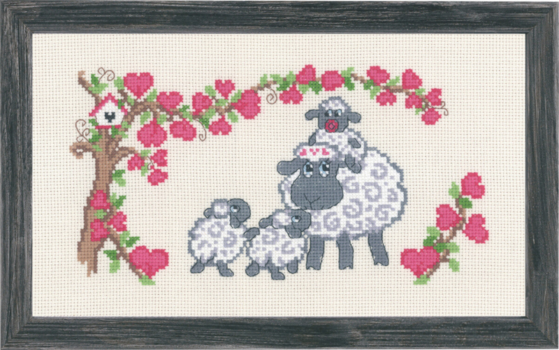 Broderikit Fårefamilie 16 x 28 cm