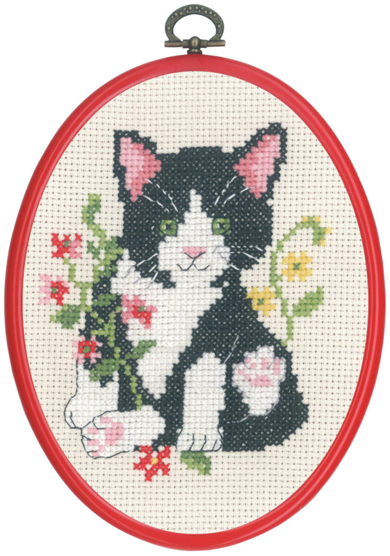 Broderikit Sort kat m/5959/30 13 x 18 cm