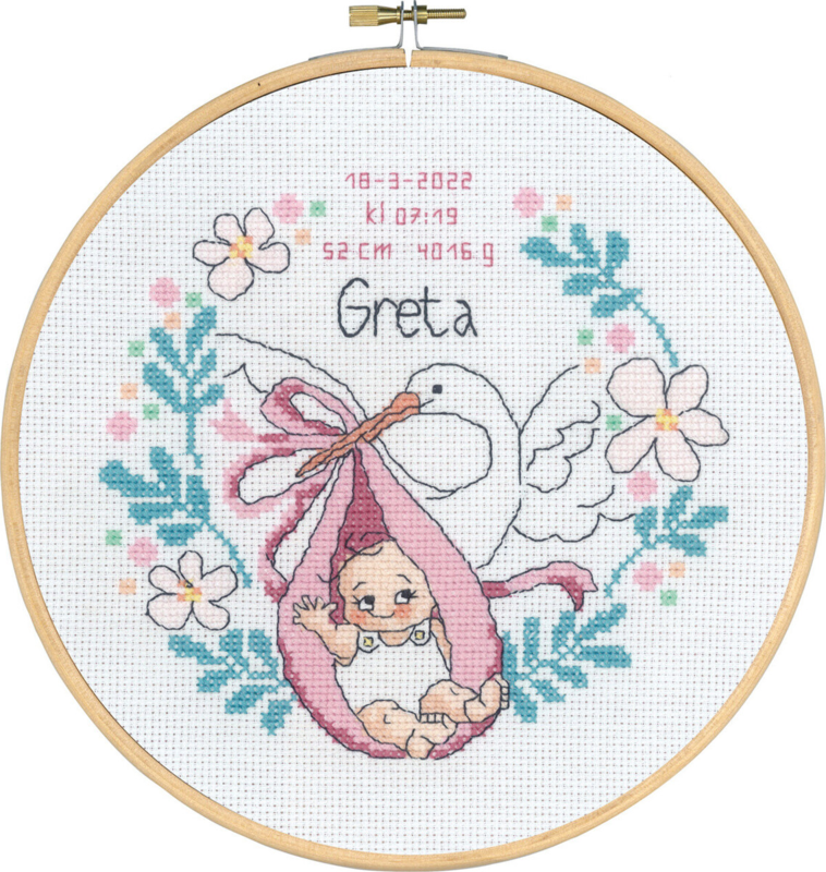 Broderikit Dåb Greta m 5810/22 20 Ø cm