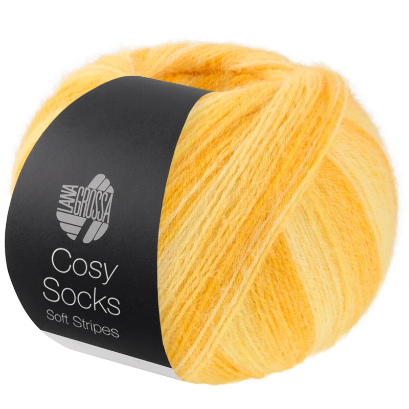 Lana Grossa Cosy Socks Soft Stripes 111 Gul/æggeblommegul/safrangul