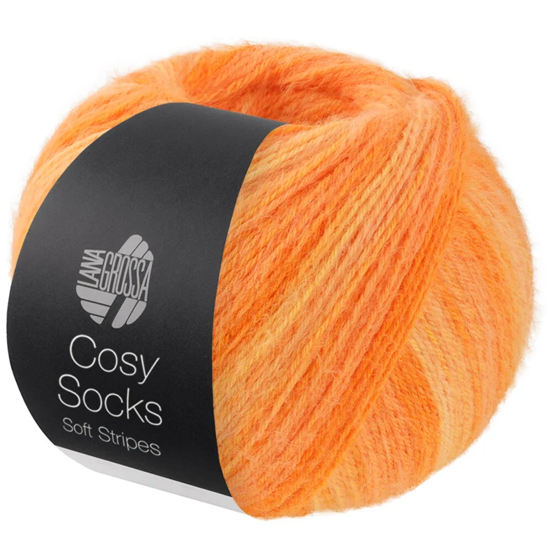 Lana Grossa Cosy Socks Soft Stripes 112 Lys orange/mandarin/orange