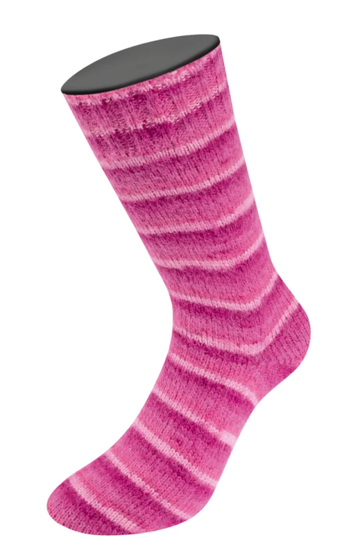 Lana Grossa Cosy Socks Soft Stripes 108 Rosa/gammelrosa/laks/lyngrosa