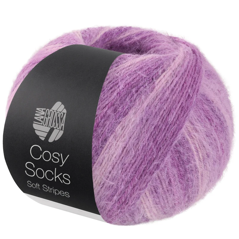 Lana Grossa Cosy Socks Soft Stripes 114 Lys lilla/lilla/violet