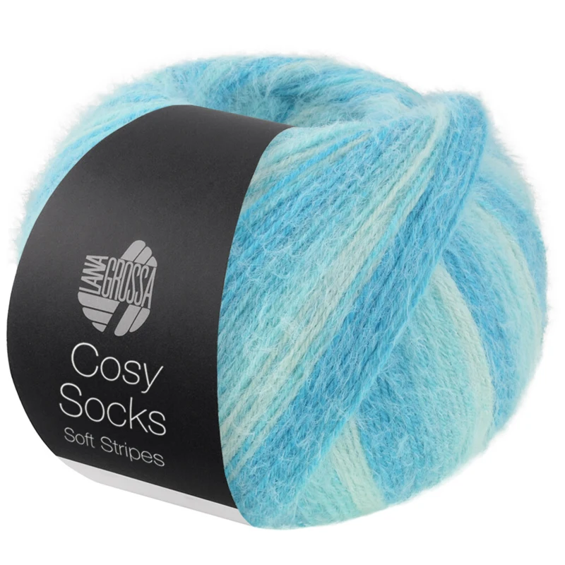 Lana Grossa Cosy Socks Soft Stripes 115 Mint/lys turkis/turkis