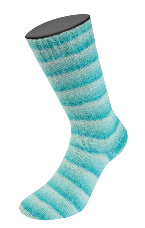 Lana Grossa Cosy Socks Soft Stripes 115 Mint/lys turkis/turkis
