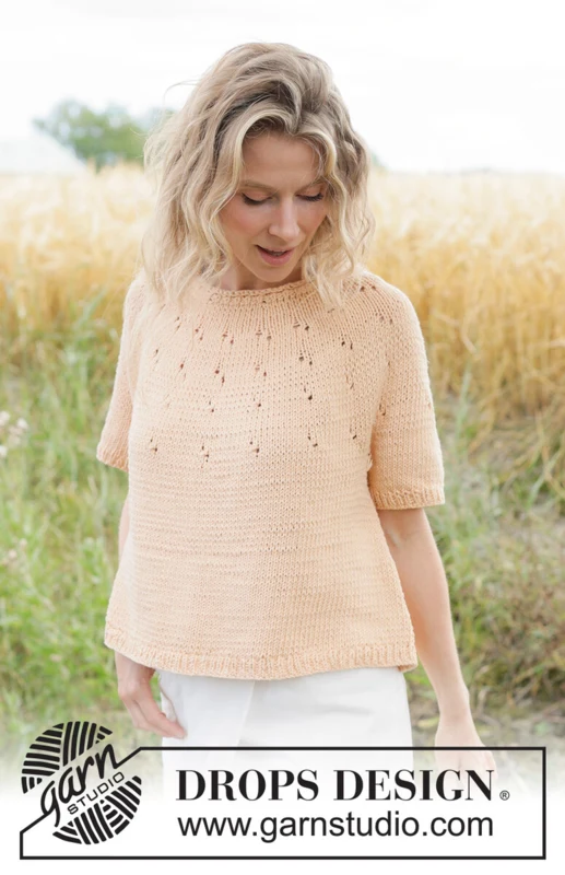 268-22 Peach Whisper Top by DROPS Design