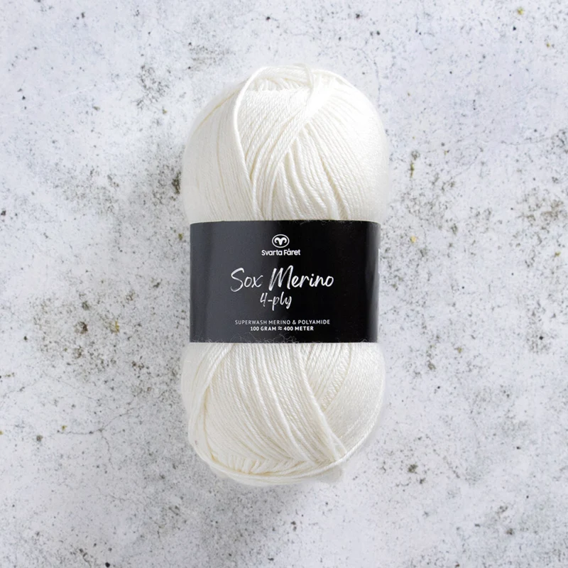 Svarta Fåret Sox Merino 4 ply 00 Naturlig hvid